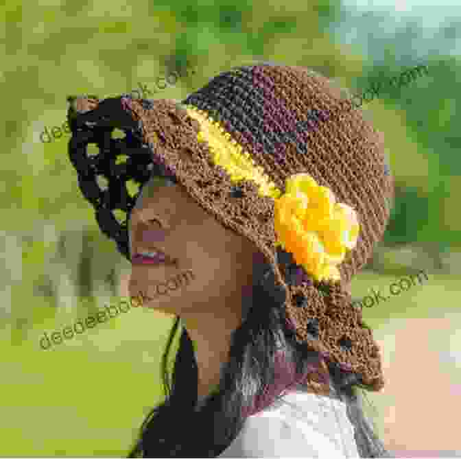 A Crocheted Sun Hat In A Vibrant Yellow Yarn, Featuring A Wide Brim And An Openwork Lace Pattern. Simple Hat Crochet Stitches: Hat Crochet Patterns And Instructions