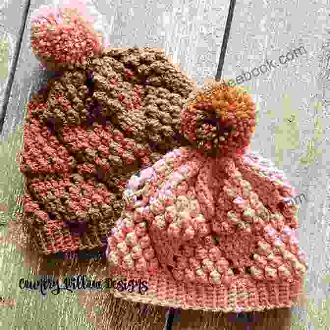A Playful Hat Featuring A Textured Popcorn Pattern In Shades Of Pink And White. Casual Weekend Knits: 25 Fun Patterns To Keep Cozy While On The Go