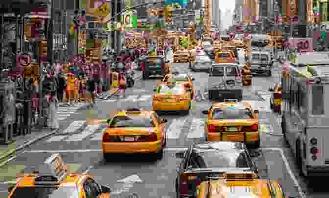 A Vibrant Street Scene In New York City With Yellow Taxis, Pedestrians, And Colorful Storefronts New York Washington DC (The World Through My Lens)
