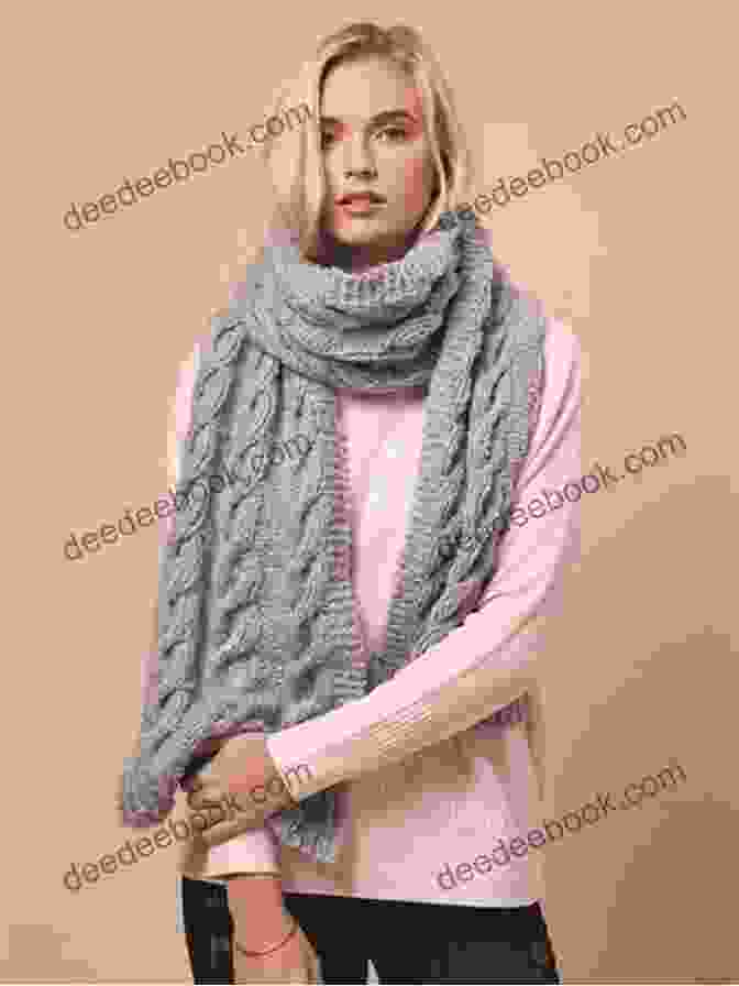 A Warm Scarf Featuring A Cozy Cable Pattern In Shades Of Cream And Brown. Casual Weekend Knits: 25 Fun Patterns To Keep Cozy While On The Go