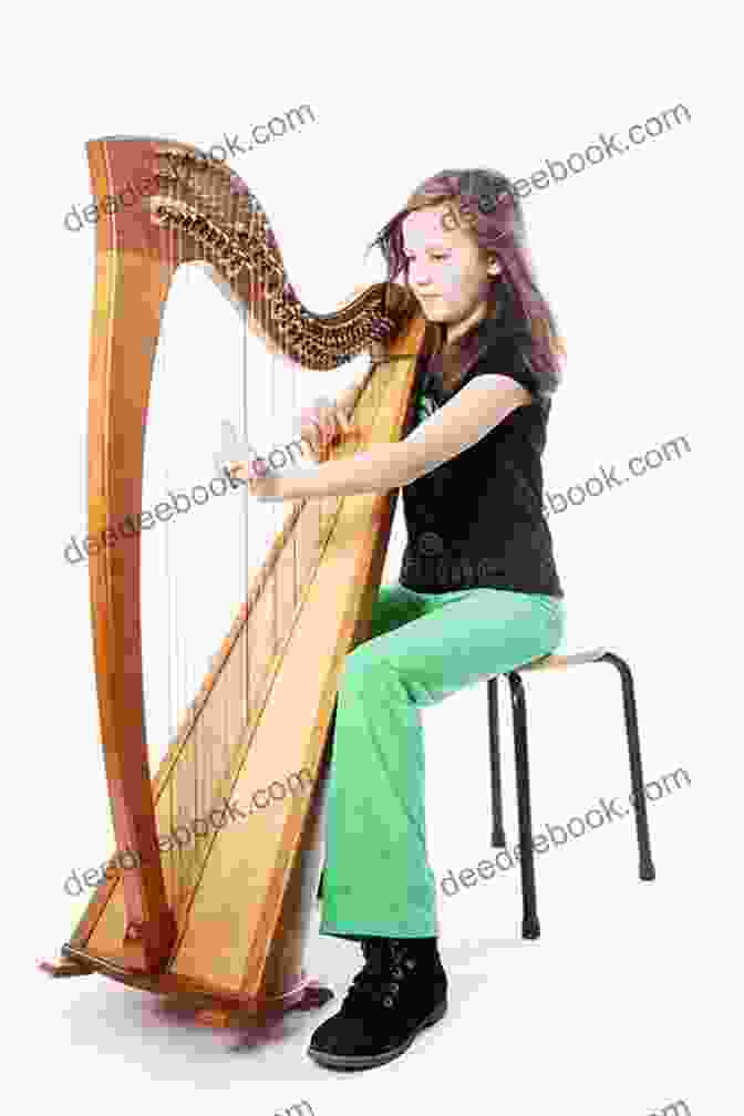 A Young Girl Playing The Harp, Looking Focused And Determined. Suzuki Harp School Volume 4: Harp Part
