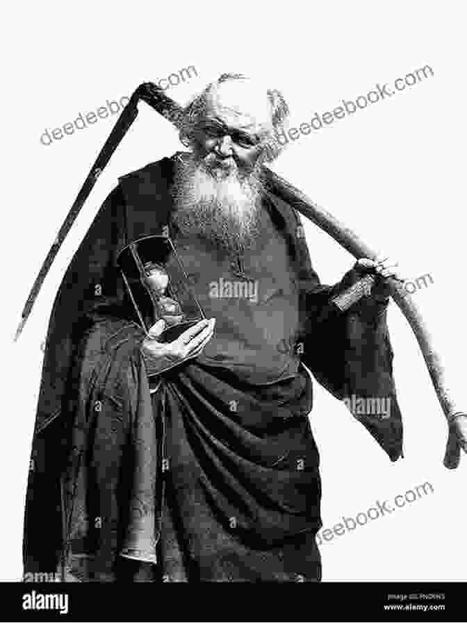 An Old, Bearded Man In A Robe Representing Father Time Holding An Hourglass And A Scythe Time Is Running : Poems And Short Stories