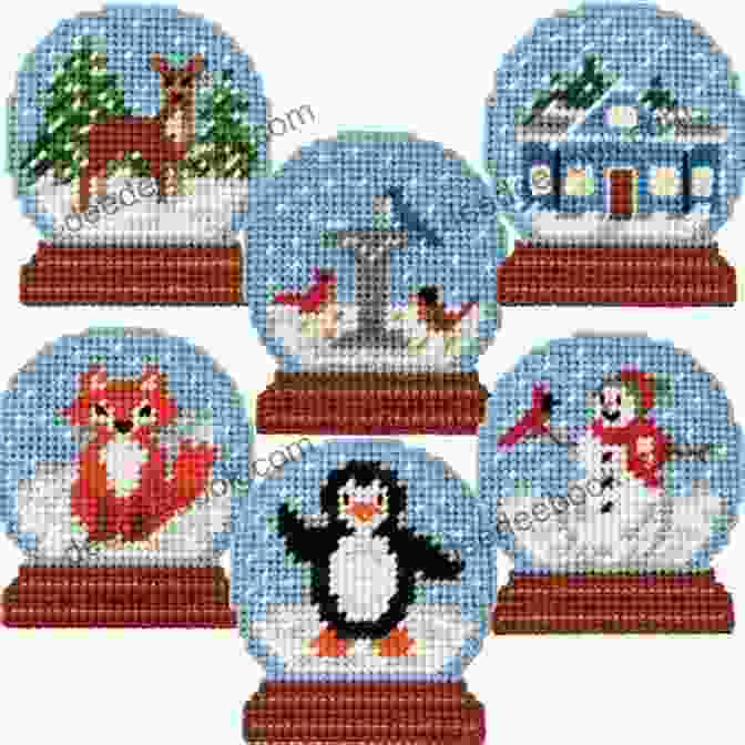 Cross Stitch Pattern Snow Globe Of A Forest With Playful Animals In The Snow Cross Stitch Pattern Snow Globe