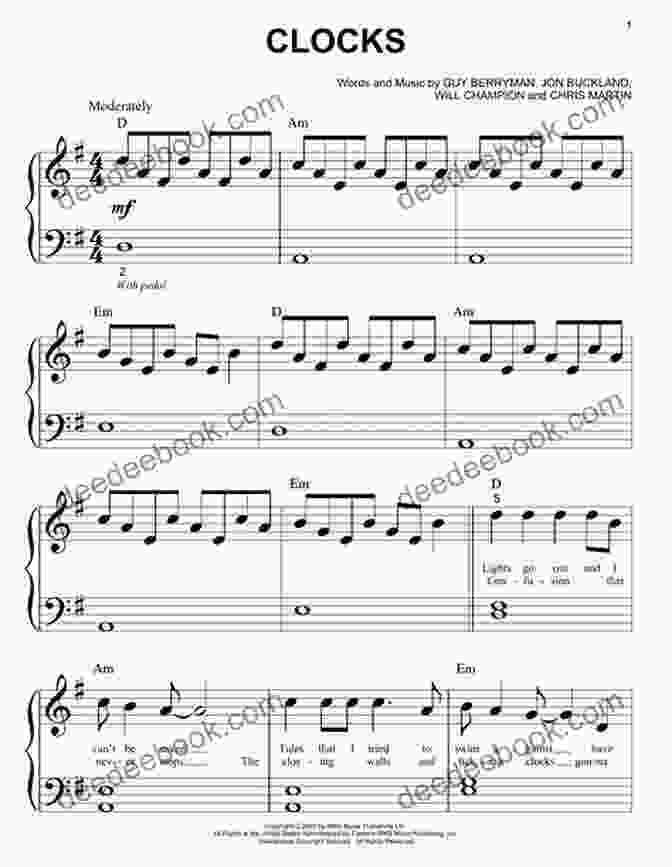 Sheet Music Cover Of 'Clocks' By Coldplay 10 For 10 Sheet Music Modern Rock: Easy Piano Solos